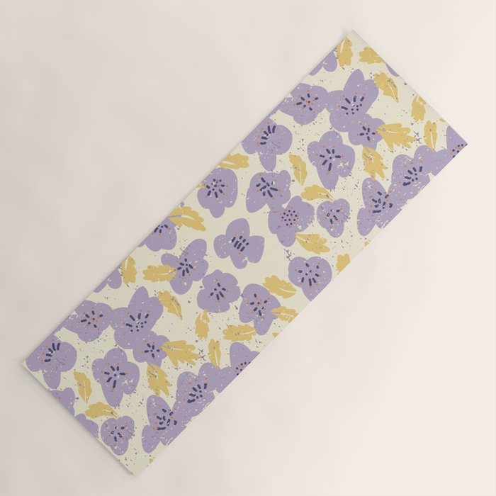 Big flowers Lanvender Yoga Mat Gallery Image 1