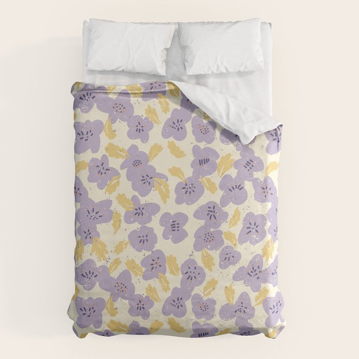 Big flowers Lanvender Duvet Cover Gallery Image 1