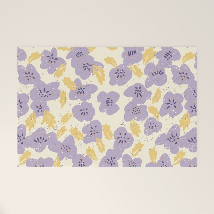 Big flowers Lanvender Welcome Mat Gallery Image 1