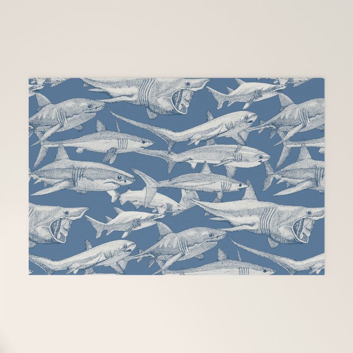 just sharks cobalt denim Welcome Mat Gallery Image 1