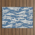 just sharks cobalt denim Outdoor Rug Gallery Image 1