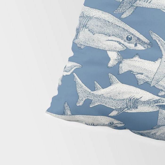 just sharks cobalt denim Pillow Sham Gallery Image 4