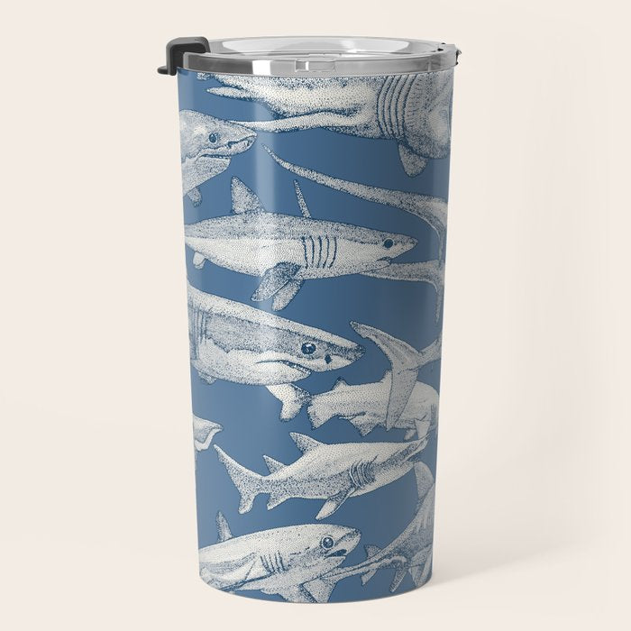 just sharks cobalt denim Travel Mug Gallery Image 3