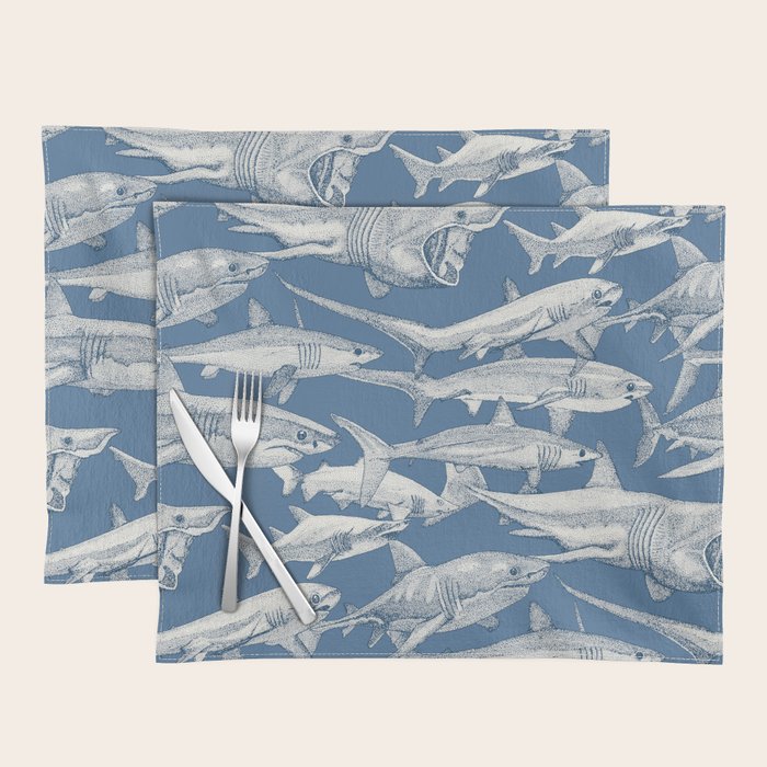 just sharks cobalt denim Placemat Gallery Image 1