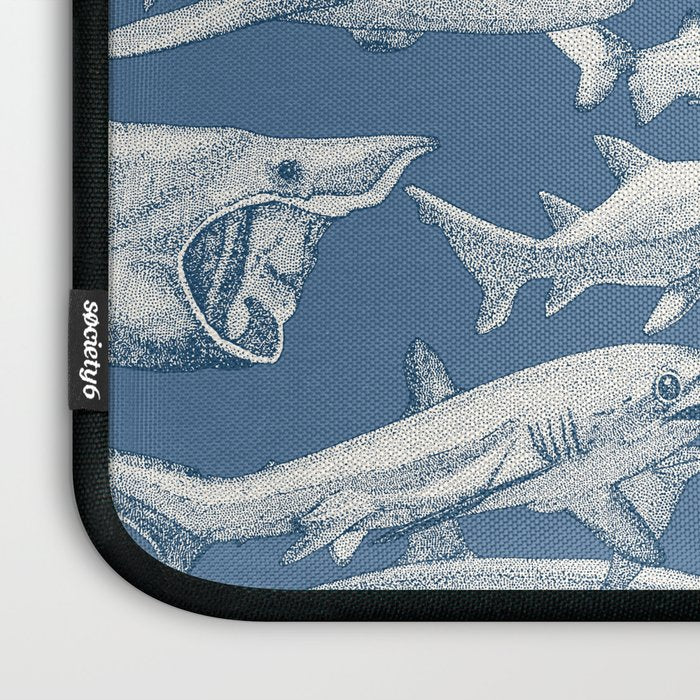just sharks cobalt denim Laptop Sleeve Gallery Image 3