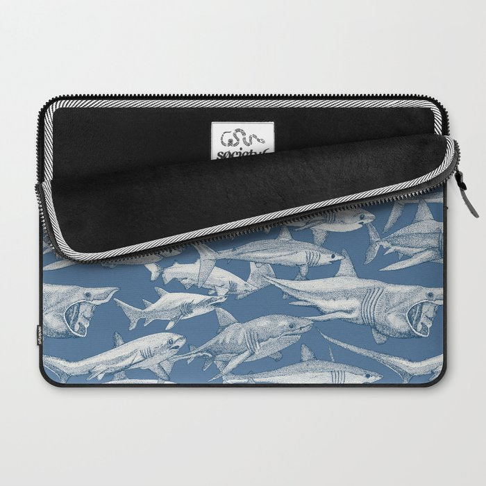 just sharks cobalt denim Laptop Sleeve Gallery Image 2