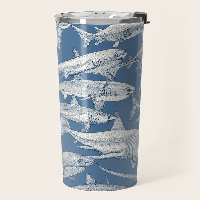 just sharks cobalt denim Travel Mug Gallery Image 2