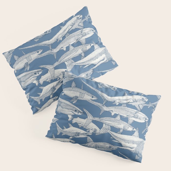 just sharks cobalt denim Pillow Sham Gallery Image 3