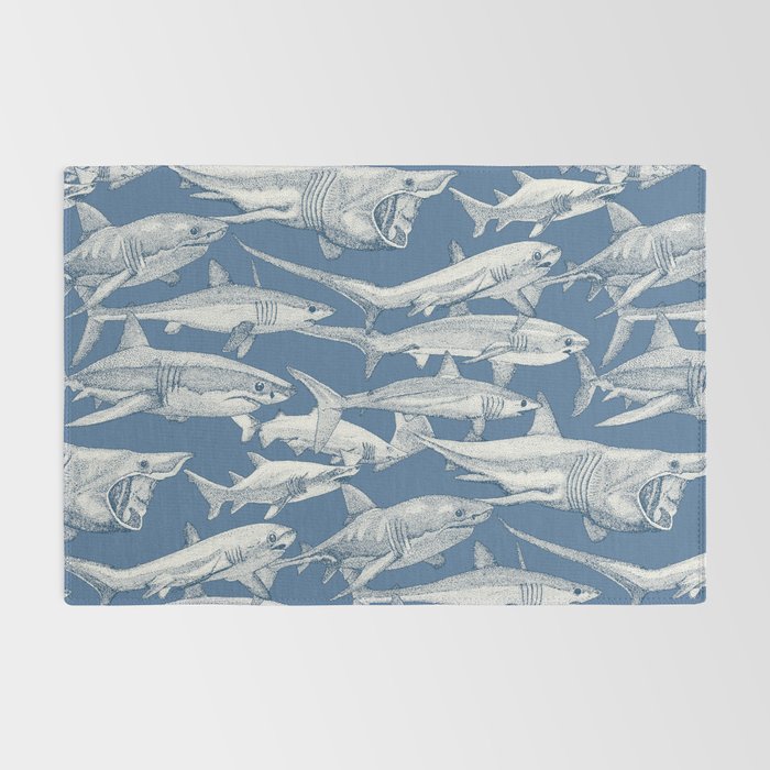 just sharks cobalt denim Rug Gallery Image 2