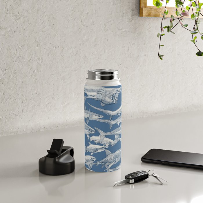just sharks cobalt denim Water Bottle Gallery Image 4