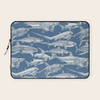 just sharks cobalt denim Laptop Sleeve Gallery Image 1