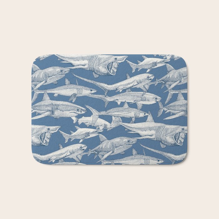 just sharks cobalt denim Bath Mat Gallery Image 1