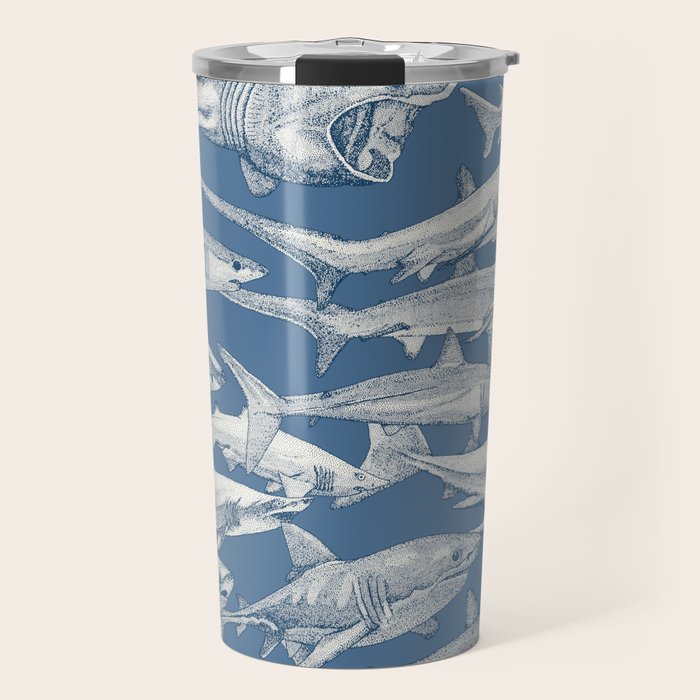 just sharks cobalt denim Travel Mug Gallery Image 1