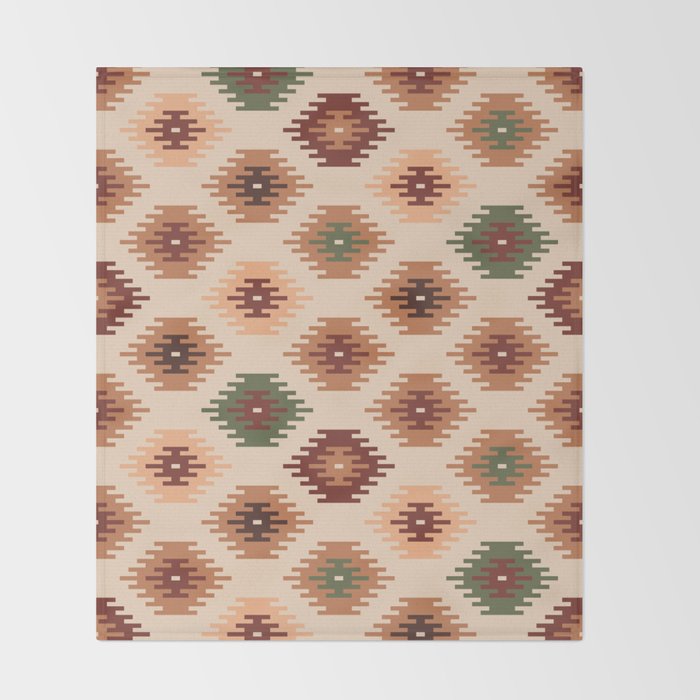 Southwest native Aztec diamonds kilim Throw Blanket Gallery Image 2