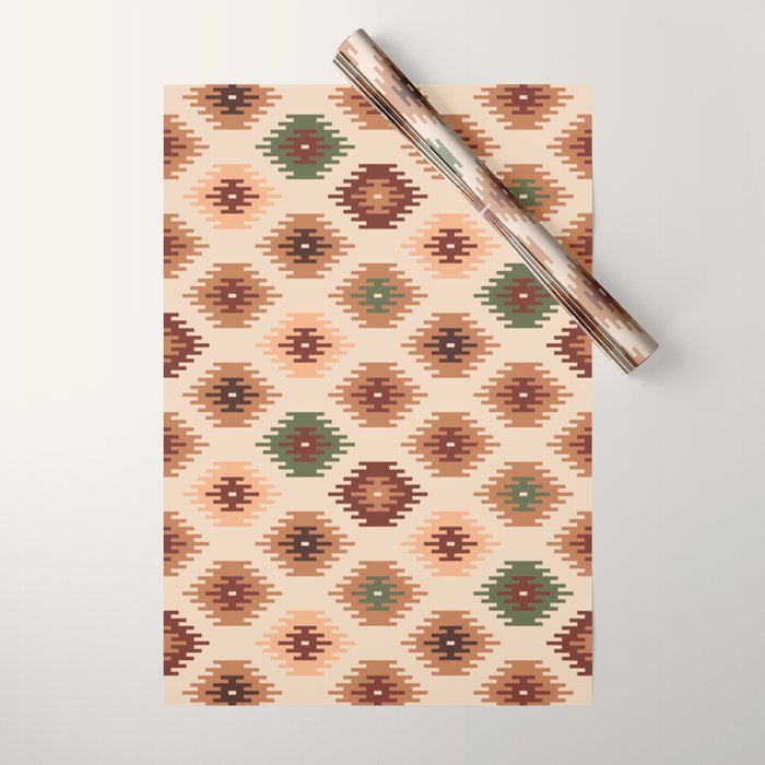 Southwest native Aztec diamonds kilim Wrapping Paper