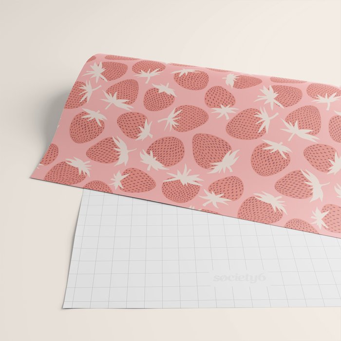 Pink Strawberries Wrapping Paper Gallery Image 2