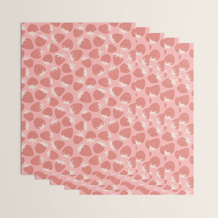 Pink Strawberries Wrapping Paper Gallery Image 3