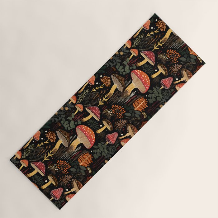 Dark Forest Magic Mushrooms Art Yoga Mat Gallery Image 1
