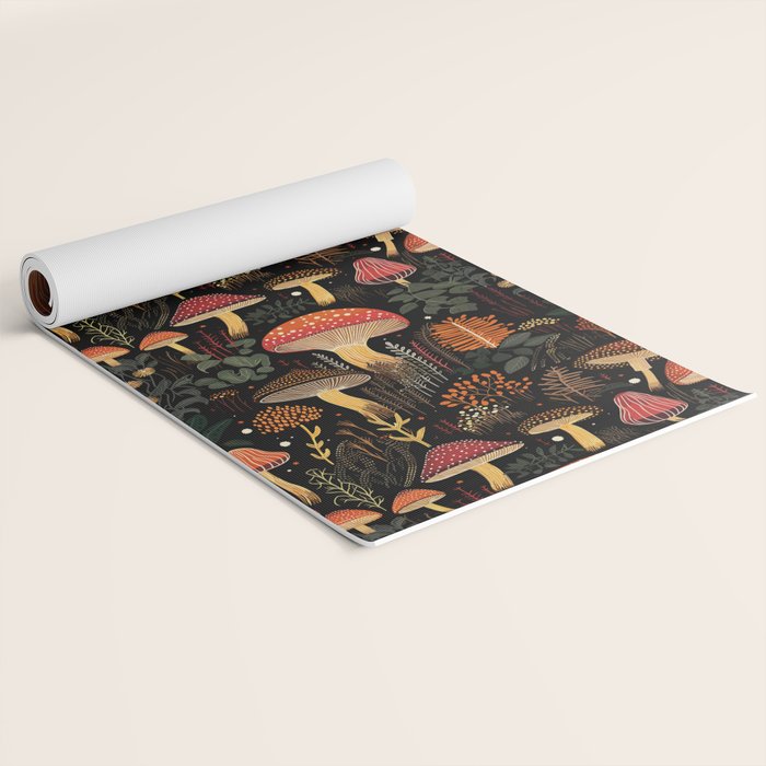 Dark Forest Magic Mushrooms Art Yoga Mat Gallery Image 2
