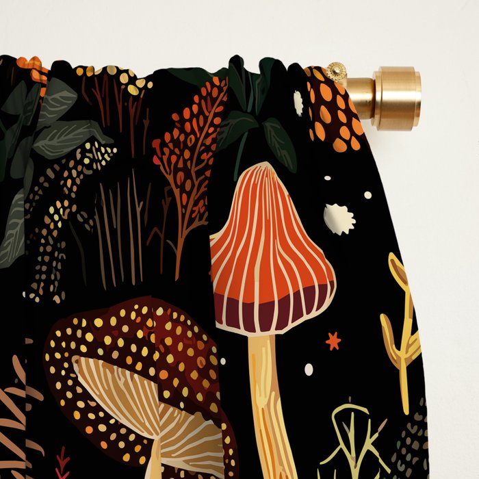 Dark Forest Magic Mushrooms Art Window Curtain Gallery Image 2