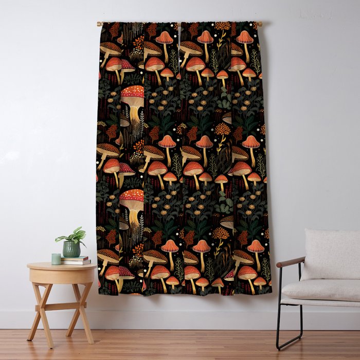 Dark Forest Magic Mushrooms Art Window Curtain Gallery Image 5