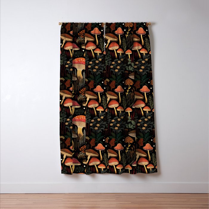 Dark Forest Magic Mushrooms Art Window Curtain Gallery Image 3