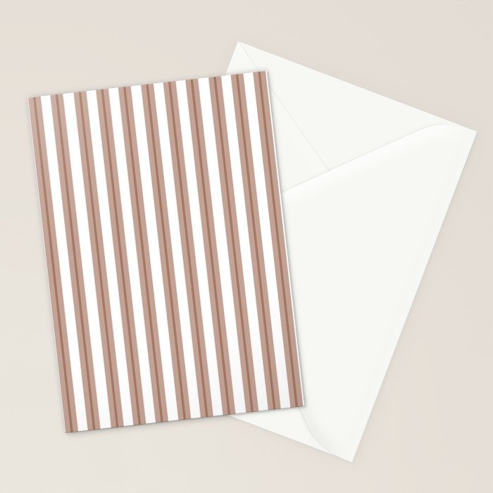 Mocha Double Stripes Brown and White Vertical Stripe Pattern Stationery Card Gallery Image 2