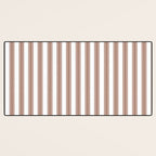Mocha Double Stripes Brown and White Vertical Stripe Pattern Desk Mat Gallery Image 3