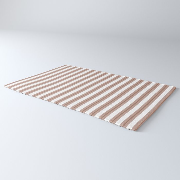 Mocha Double Stripes Brown and White Vertical Stripe Pattern Rug Gallery Image 3