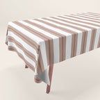 Mocha Double Stripes Brown and White Vertical Stripe Pattern Tablecloth Gallery Image 1