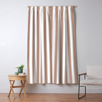 Mocha Double Stripes Brown and White Vertical Stripe Pattern Window Curtain Gallery Image 5