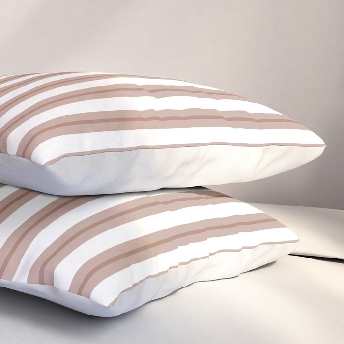 Mocha Double Stripes Brown and White Vertical Stripe Pattern Pillow Sham Gallery Image 3