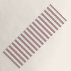 Mocha Double Stripes Brown and White Vertical Stripe Pattern Yoga Mat Gallery Image 1