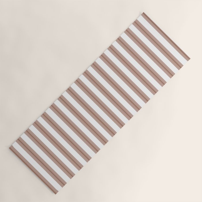 Mocha Double Stripes Brown and White Vertical Stripe Pattern Yoga Mat Gallery Image 1