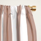 Mocha Double Stripes Brown and White Vertical Stripe Pattern Window Curtain Gallery Image 2