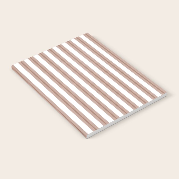 Mocha Double Stripes Brown and White Vertical Stripe Pattern Notebook Gallery Image 2