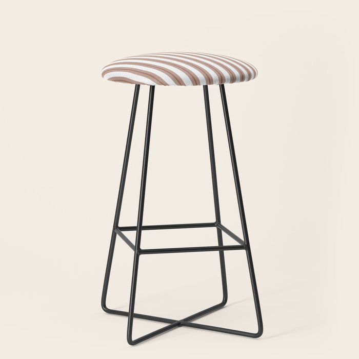Mocha Double Stripes Brown and White Vertical Stripe Pattern Stool Gallery Image 1