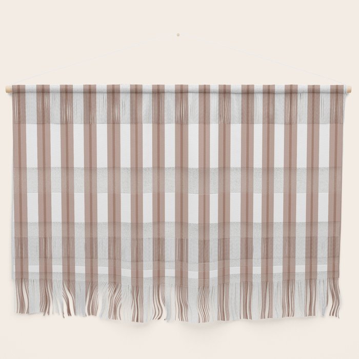 Mocha Double Stripes Brown and White Vertical Stripe Pattern Wall Hanging Gallery Image 1