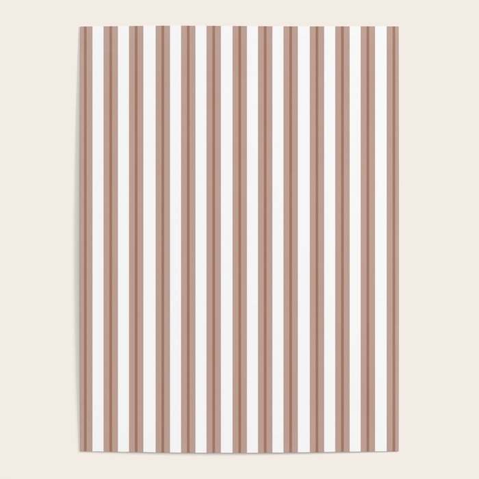 Mocha Double Stripes Brown and White Vertical Stripe Pattern Poster Gallery Image 4