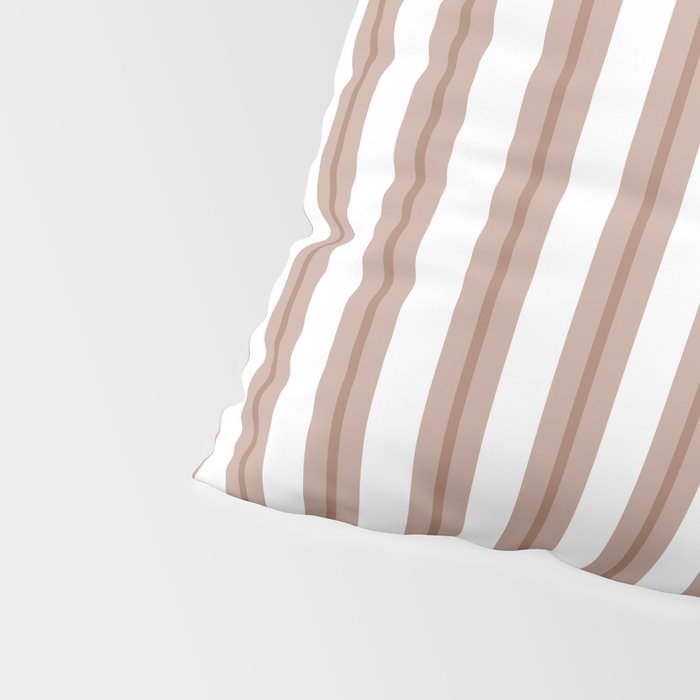 Mocha Double Stripes Brown and White Vertical Stripe Pattern Pillow Sham Gallery Image 4