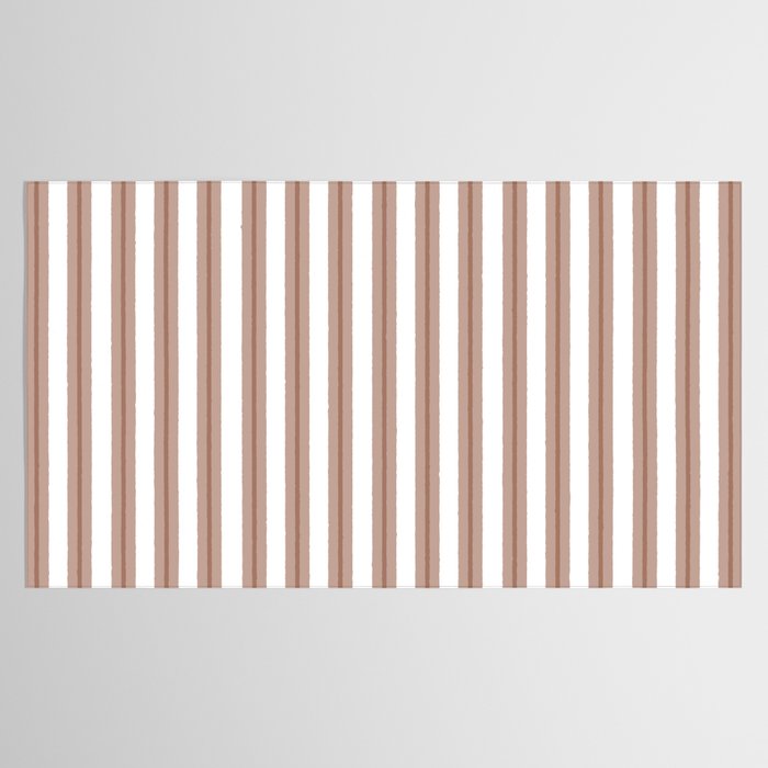 Mocha Double Stripes Brown and White Vertical Stripe Pattern Tablecloth Gallery Image 2