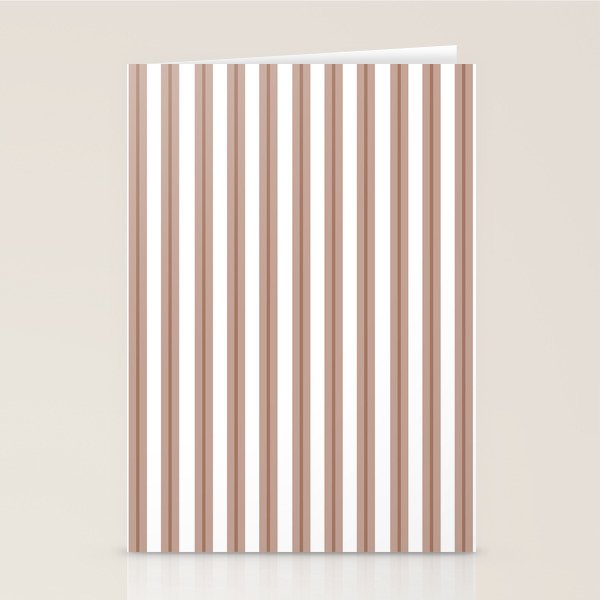Mocha Double Stripes Brown and White Vertical Stripe Pattern Stationery Card Gallery Image 2