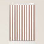 Mocha Double Stripes Brown and White Vertical Stripe Pattern Stationery Card Gallery Image 2