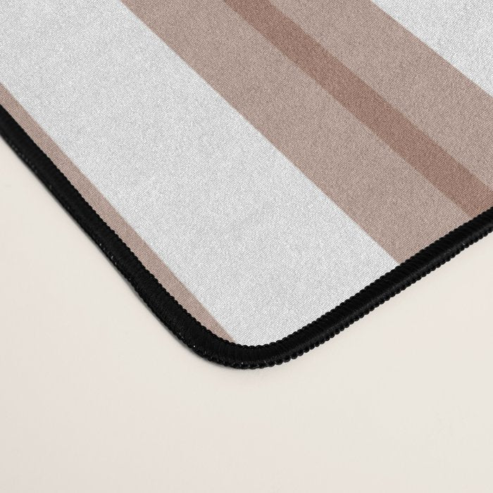 Mocha Double Stripes Brown and White Vertical Stripe Pattern Desk Mat Gallery Image 4