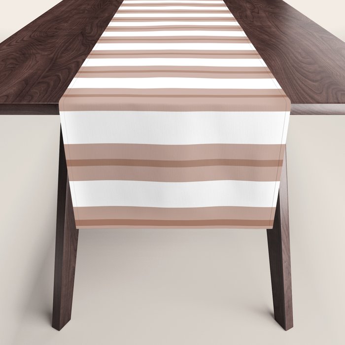 Mocha Double Stripes Brown and White Vertical Stripe Pattern Table Runner Gallery Image 1