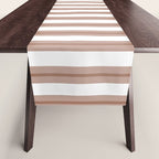 Mocha Double Stripes Brown and White Vertical Stripe Pattern Table Runner Gallery Image 1