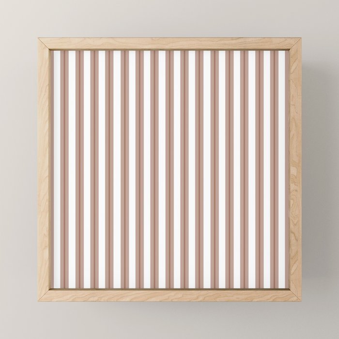 Mocha Double Stripes Brown and White Vertical Stripe Pattern Mini Art Print Gallery Image 1