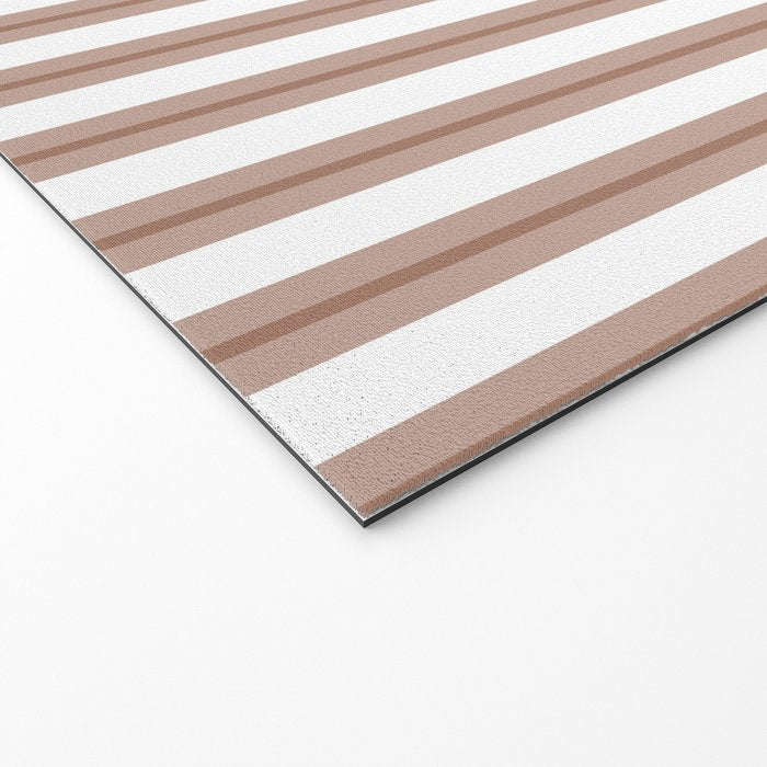 Mocha Double Stripes Brown and White Vertical Stripe Pattern Welcome Mat Gallery Image 2