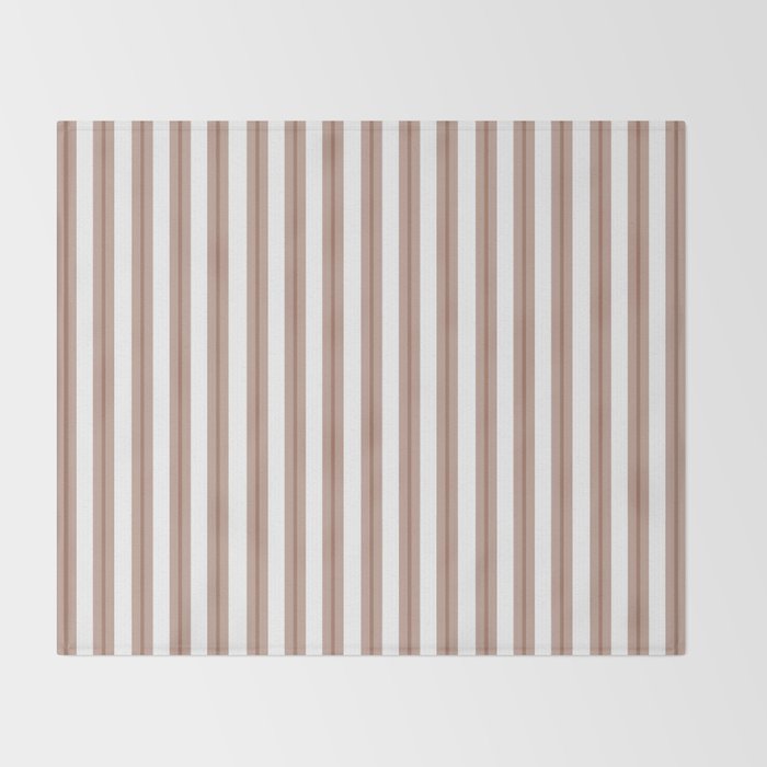 Mocha Double Stripes Brown and White Vertical Stripe Pattern Throw Blanket Gallery Image 2