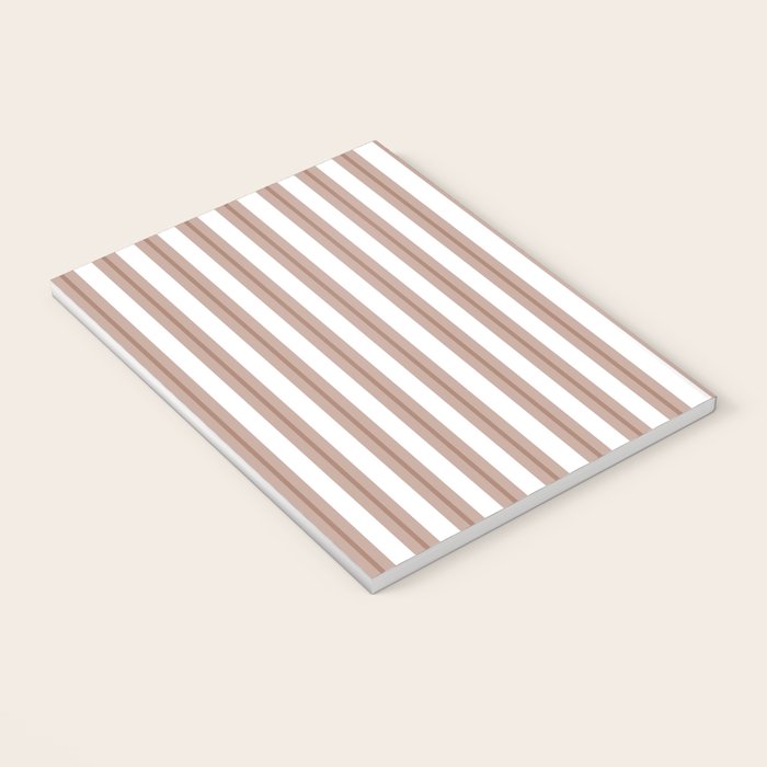 Mocha Double Stripes Brown and White Vertical Stripe Pattern Notebook Gallery Image 3